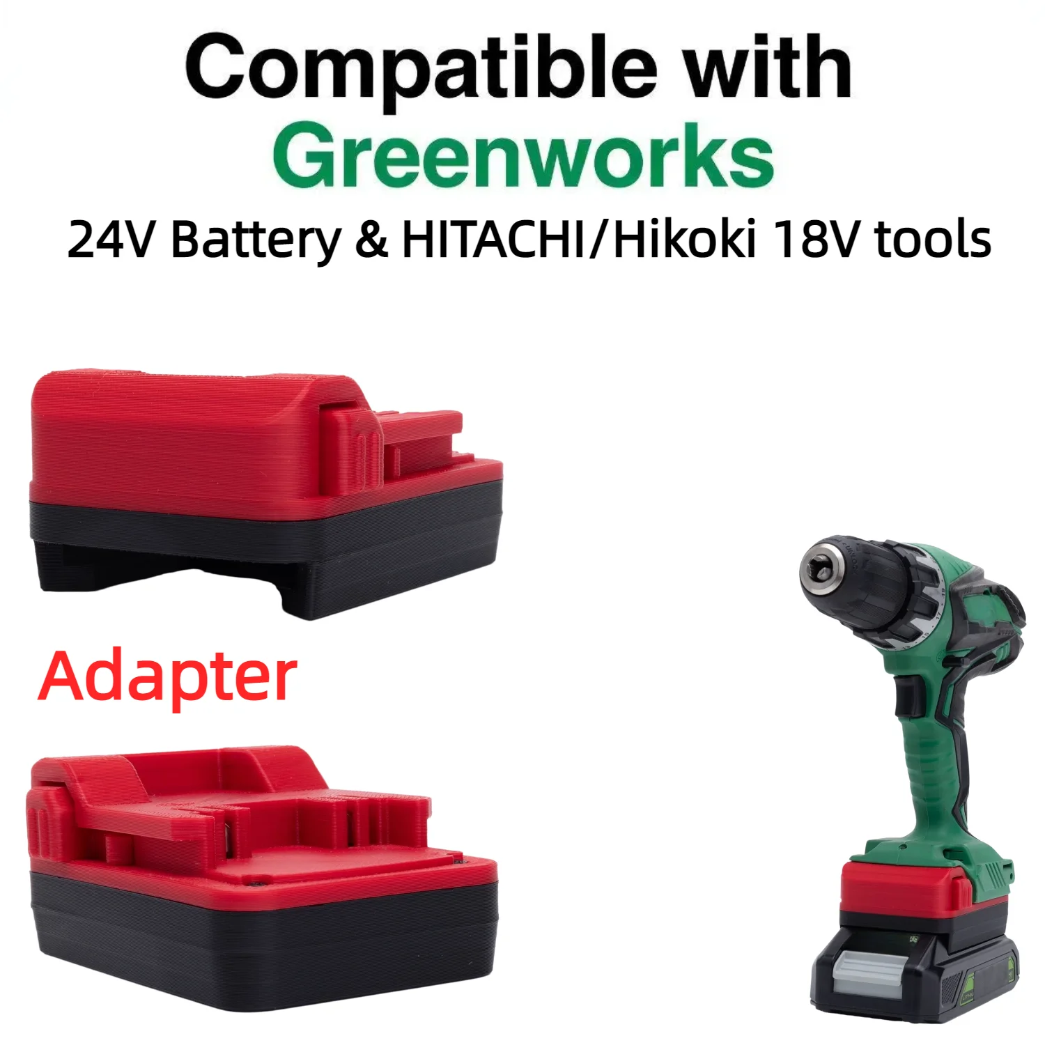 

For Greenworks 24V Series Li-ion Battery TO HITACHI/Hikoki 18V Cordless Power Tools Battery Adapter/Converter(Only Adapter)