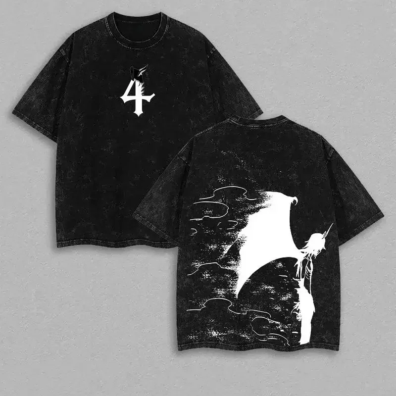 Ulquiorra Cifer BLEACH Clothing Men Short Sleeve Manga T-shirts Vintage Washed T Shirt Casual Cotton Tee Harajuku Women Tshirt