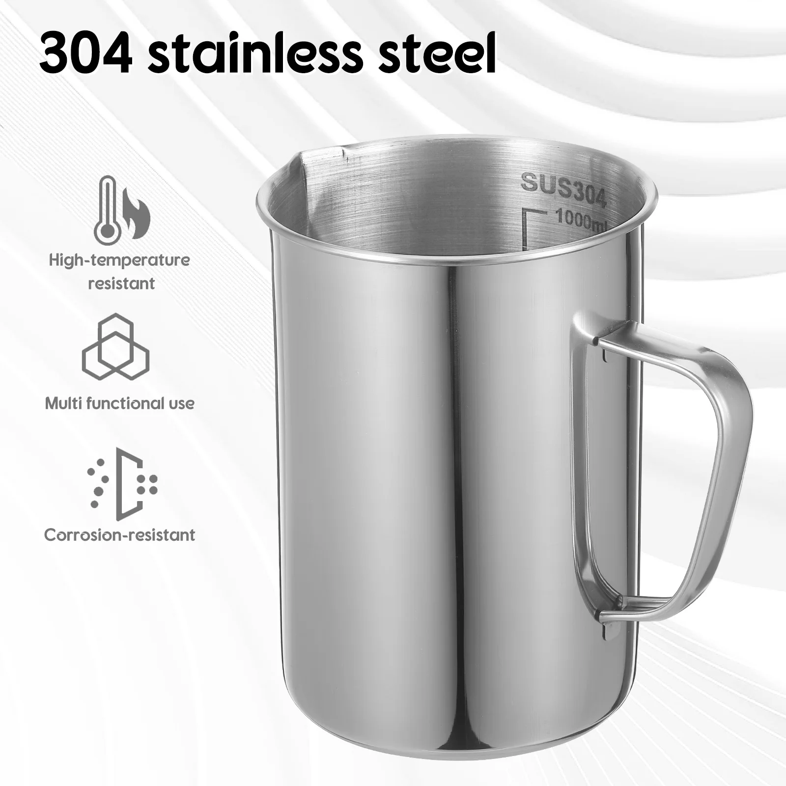 مختبر كوب من الفولاذ المقاوم للصدأ 1000 مللي مقاومة للاهتراء سطح أملس أداة قياس دقيقة للعلوم