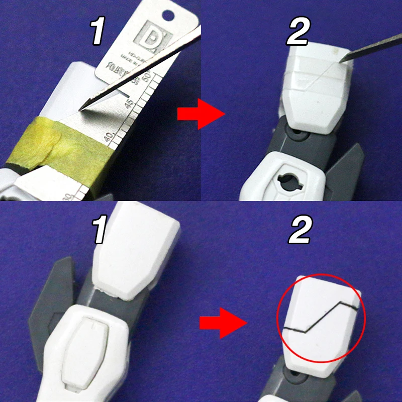 Werkzeuge für die Herstellung von Modellbausätzen, Schablonen zum Anzeichnen, Schnitz- und Gravierwerkzeuge, Bohrwerkzeuge für die detaillierte Nachbearbeitung und individuelle Anpassung von Gunpla-Teilen. – Detail 2
