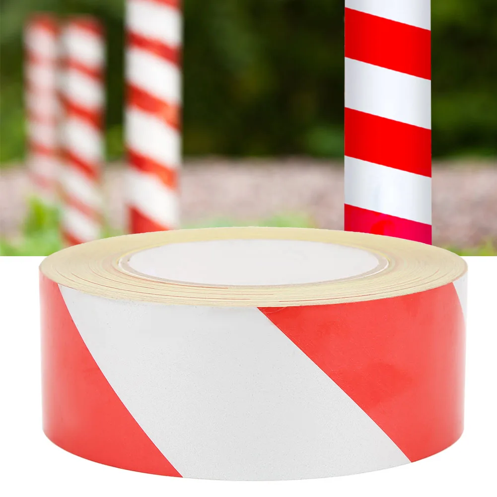 Red White Safety Reflective PVC Tape Warning Sticker Marking Adhesive Tapes 50mm X 46m