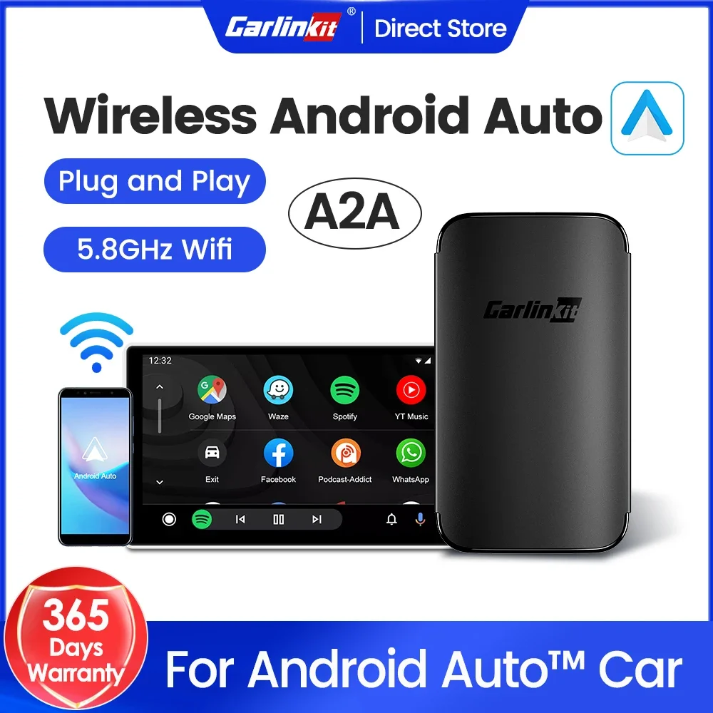 CarlinKit A2A Android Auto Wireless Adapter Plug and Play Wireless Android Auto Dongle For OEM Android Auto Cars Auto-Connect