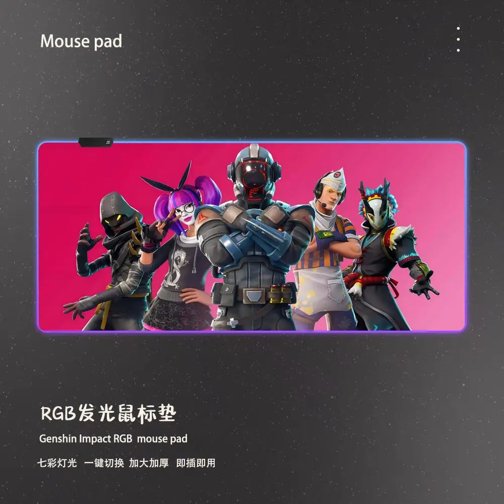 F-Fortnites Mouse Pad Game Player RGB Pc Gamer Boys like PS5 Keyboard LED Glowing mause pad Mats Rubber
