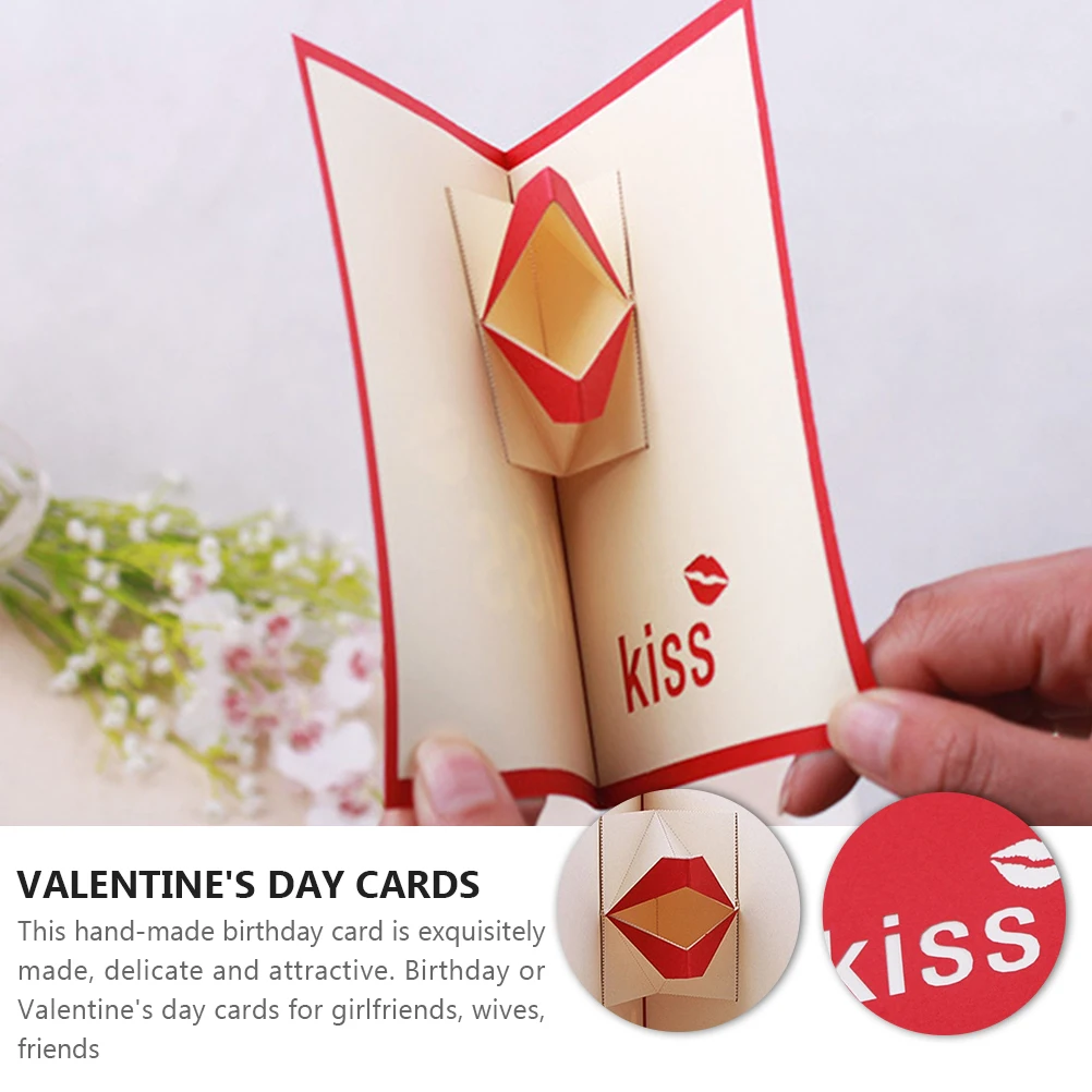 

Commemorate Red Lip Card Lovers Cards Festival Greeting Specialty Paper Valentine's Day