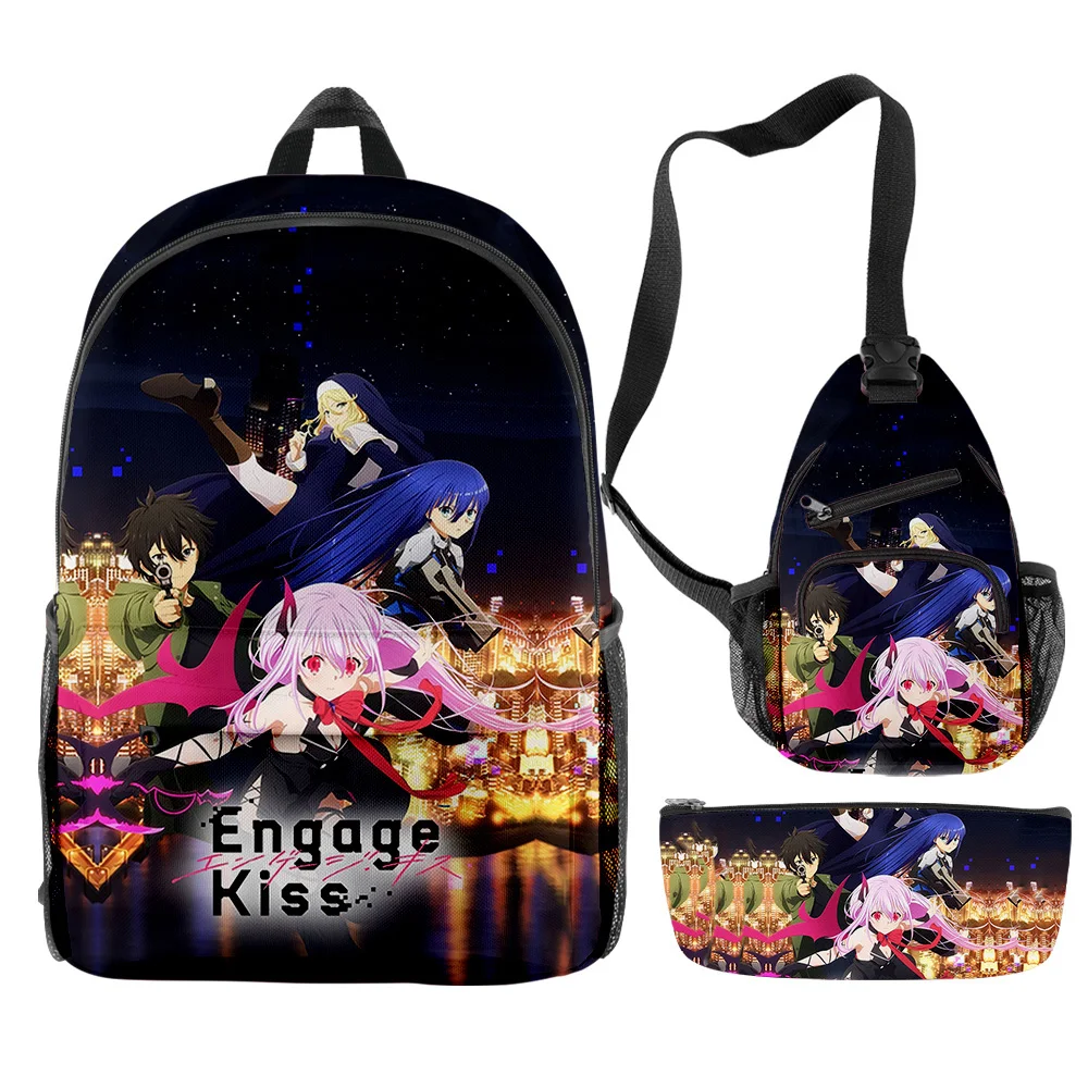 

Hip Hop Popular Funny Engage Kiss Anime 3D Print 3pcs/Set pupil School Bags Travel Laptop Backpack Chest Bag Pencil Case