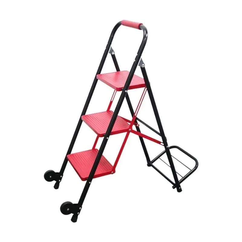 2 in 1 trolley ladder steps folding trolley ladder with wheels