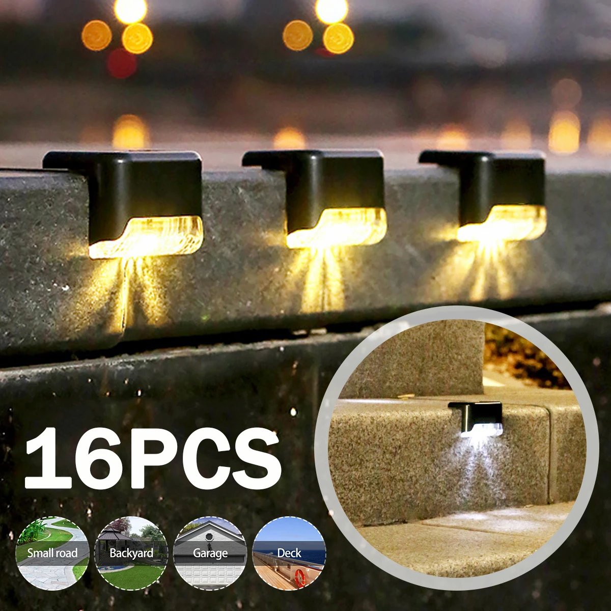 Solar LED Lights Outdoor Solar Lights IP65 Waterproof Garden Light Solar Step Lamps Deck Lights Fence Courtyard Garden Decor