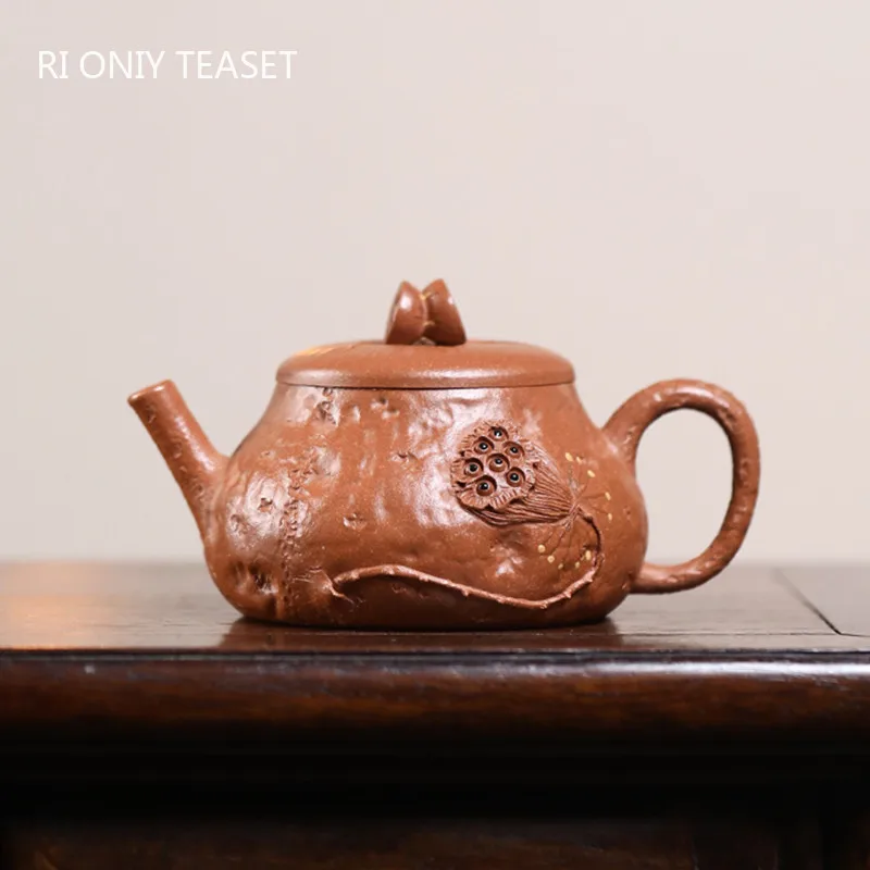 140ml Chinese Yixing Purple Clay Teapot Famous Handmade Creative Lotus Tea Pot Beauty Tea Infuser Kettle Zisha Tea Set Teaware