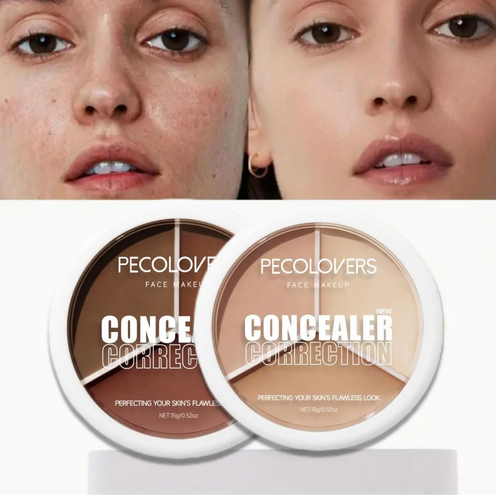 3-in-1 コンシーラー パレット、ナチュラル フィニッシュ カバレッジ、長時間保湿、保湿フェイス コンシーラー、カバー スポット、クマ