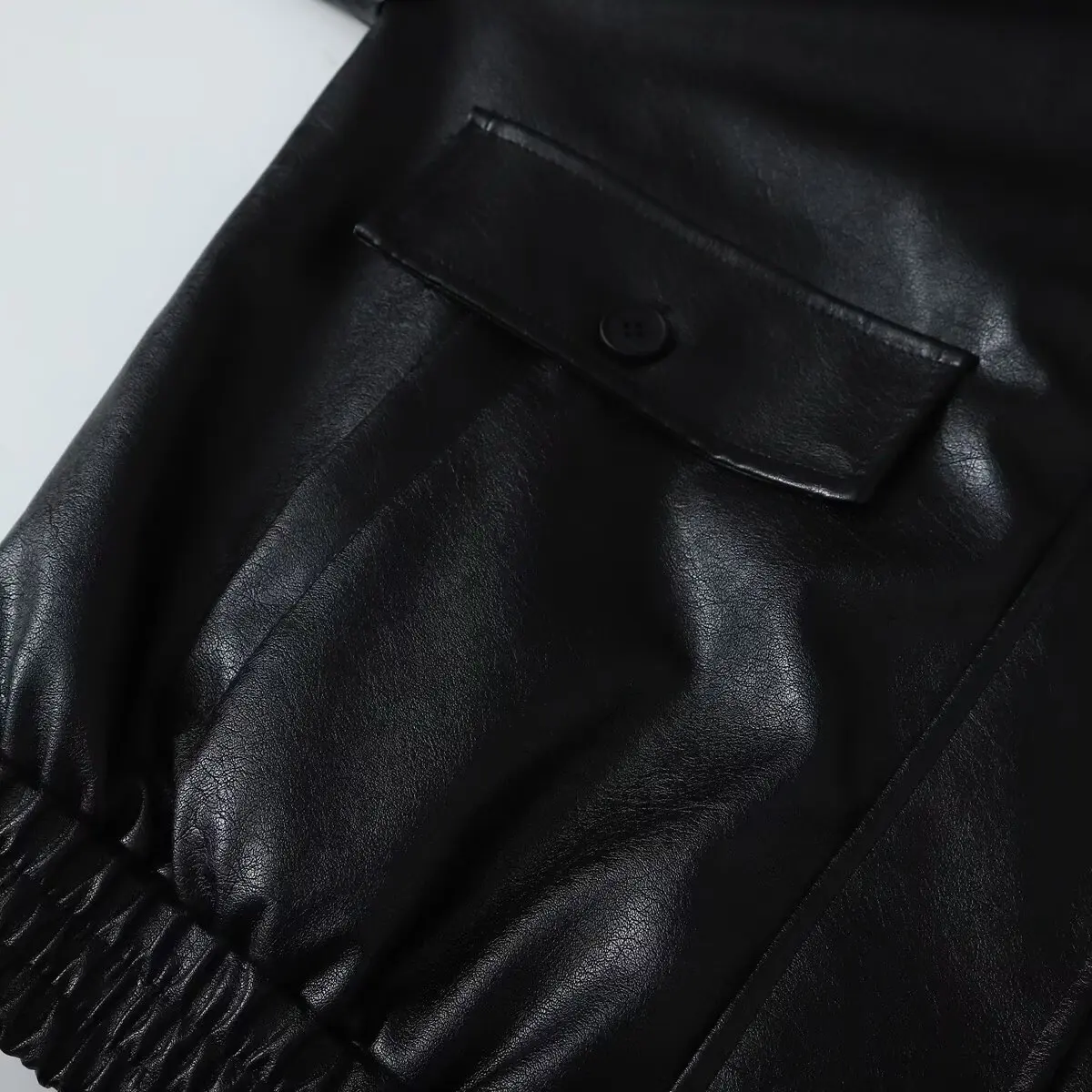 Faionable Design JNLEAOG Women's Leather Jaet Autumn New Sle All-Match Polyester Fibre Long Sve Flip Collar Coat