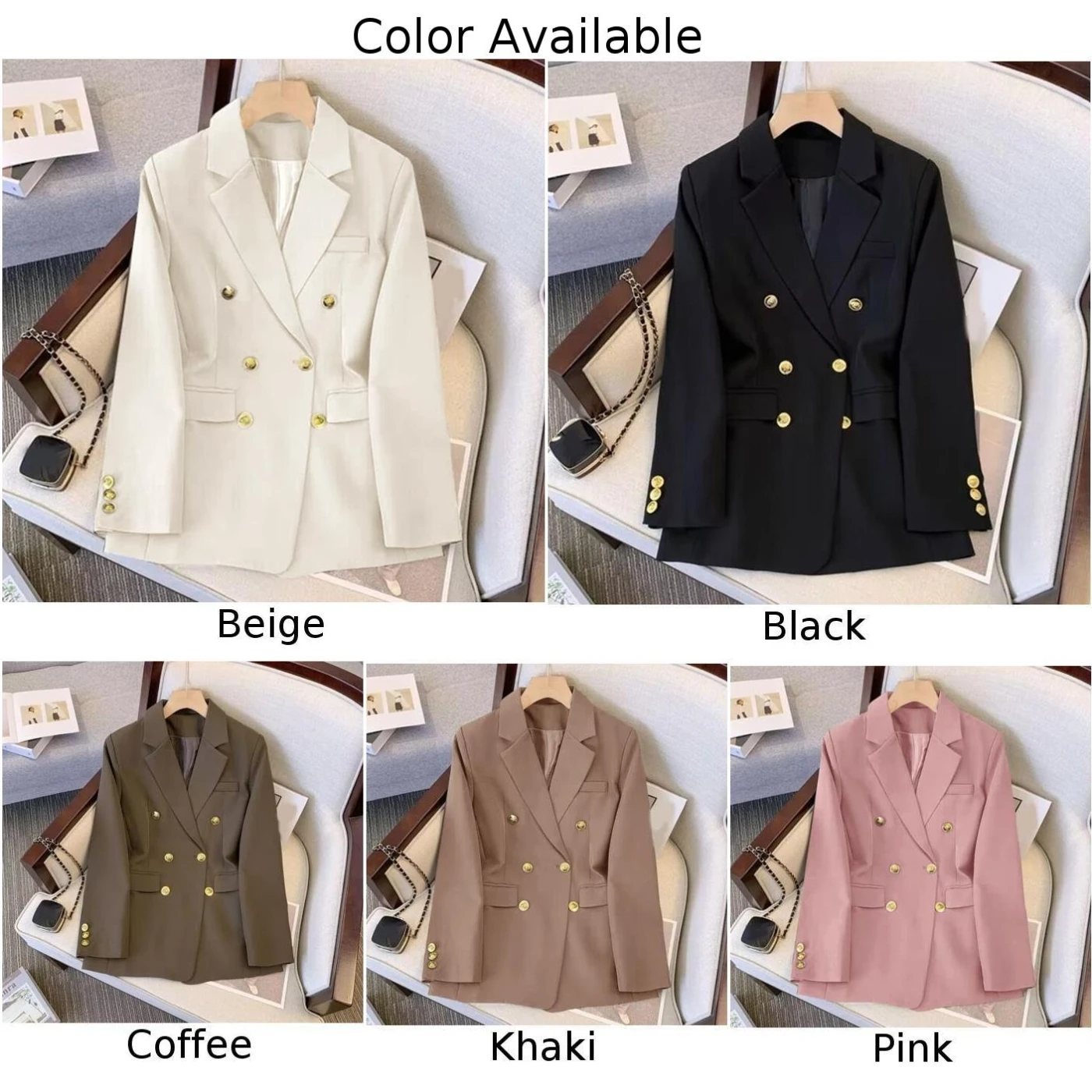 Blazer pour femmes élégant costume veste ample à manches longues veste automne tenue Beige mode décontracté coupe ample Blazer