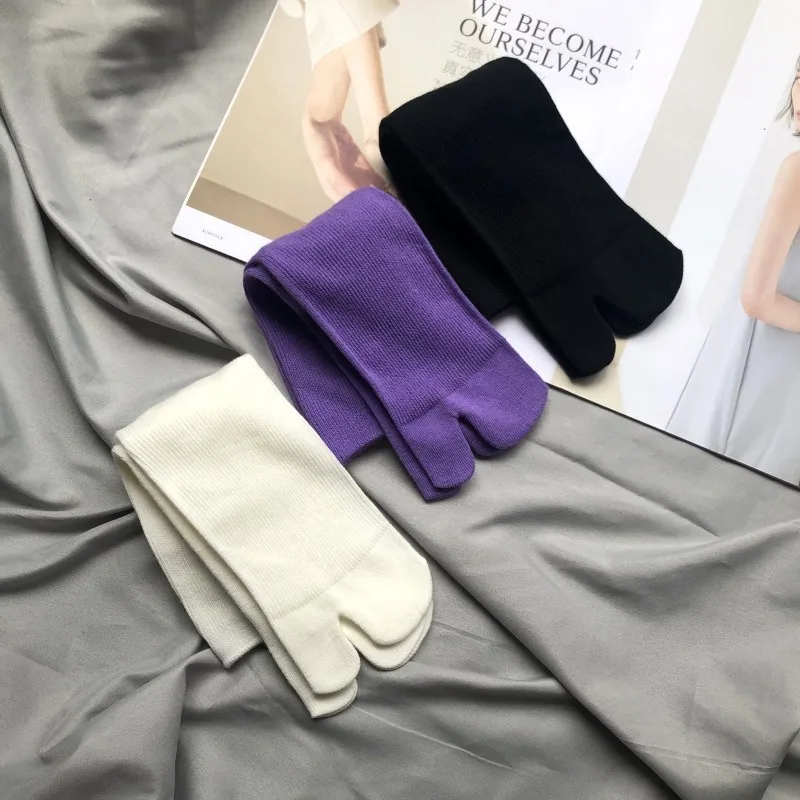 Hochwertige gekämmte Baumwolle Split Toe Socken Unisex einfache bequeme Zweizehensocken japanische Harajuku Männer Frauen Tabi Socken – Detail 13