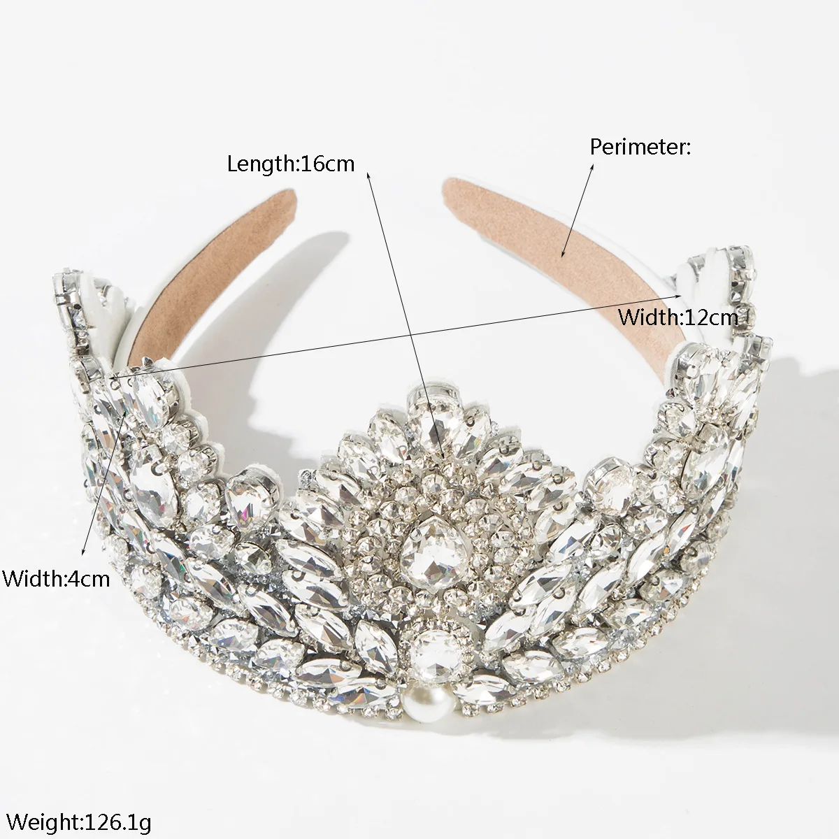 New Baroque Full Diamond Pearl Crown Headband Elegant Versatile Princess Bride Hair Accessory
