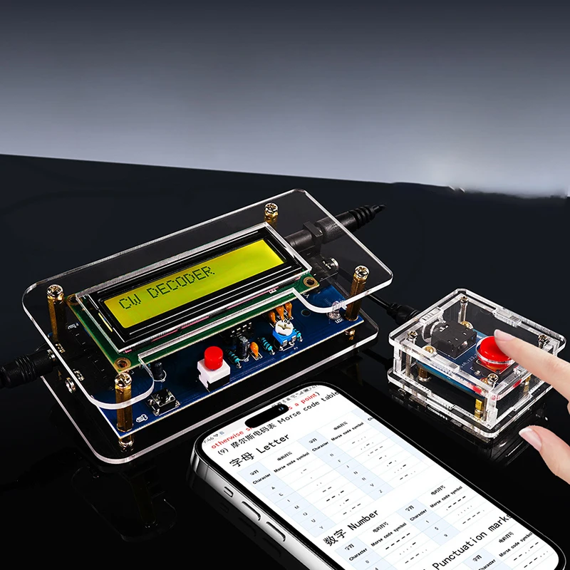 DC9V DIY CW Trainer CW Decoder Kit Morse Code Reader LCD Display Radio Circuit Board Electronic Welding Practice Kits-F(x)