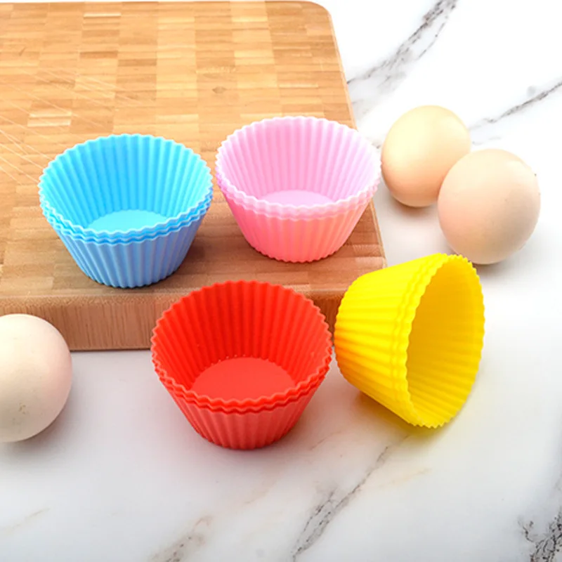 12Pcs Silicone Muffin Cupcake Liners, Reusable Non‑stick Baking Molds for Cupcakes, Muffins, Jelly, Home Kitchen Baking Tools