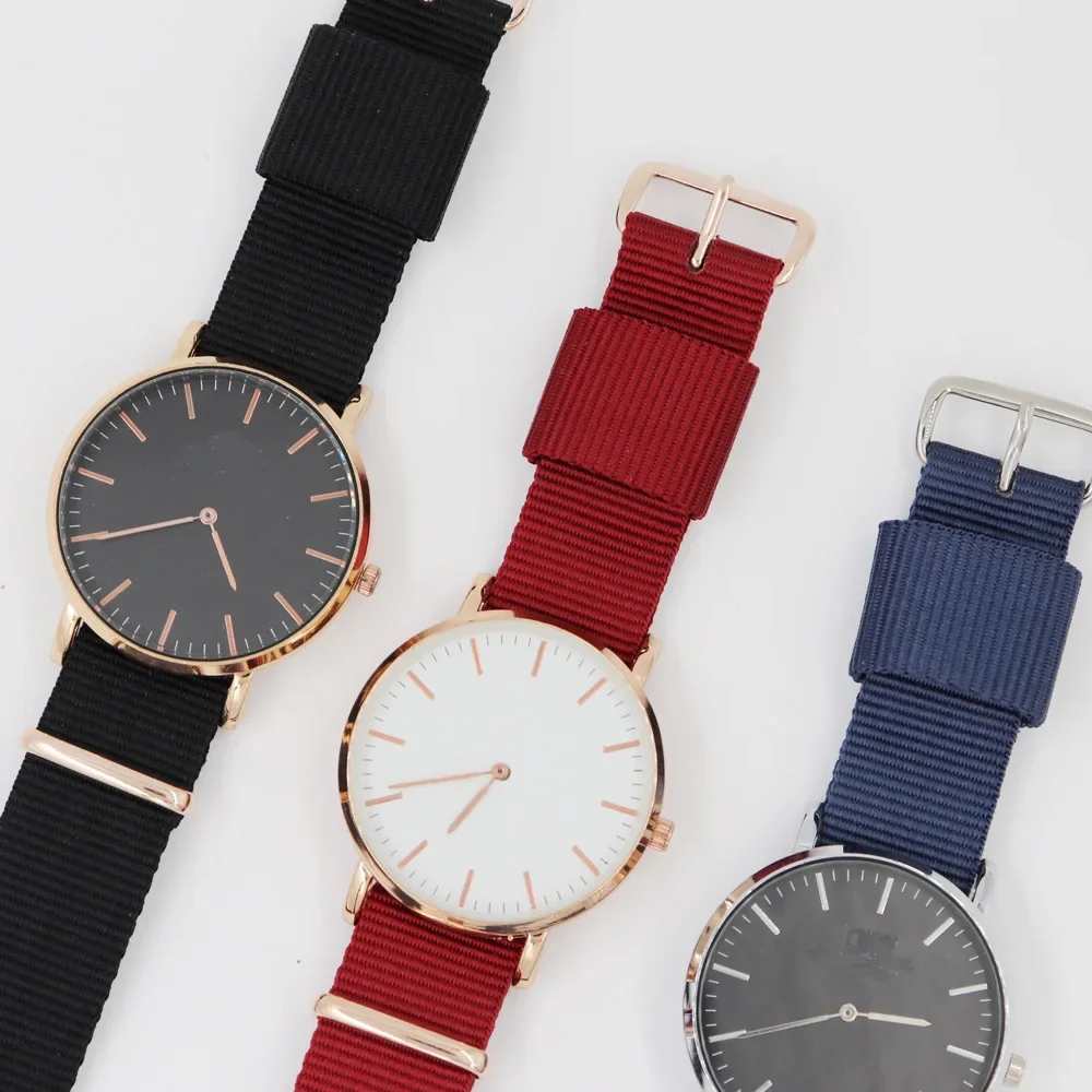 Nylon Strap Watch，Men's Watches，New Fashion Leisure Solid Color Quartz Wristwatches，Thin Strap Round Male Watch Not Waterproof