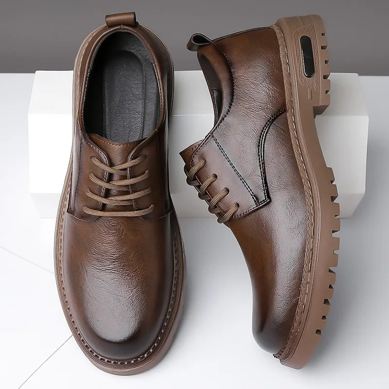 New Leather Men\'s Casual Shoes Handmade Lace Up Men Work Shoes Zapatos Para Hombres Homens Sapatos Social Masculino Scarpe Uomo