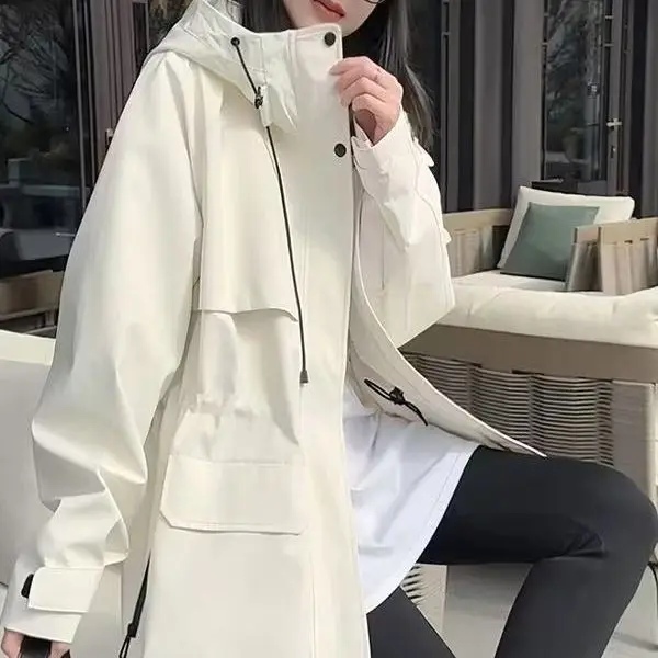 Women's Hooded Windbreaker Coat 2025 Spring Casual Outerwear
