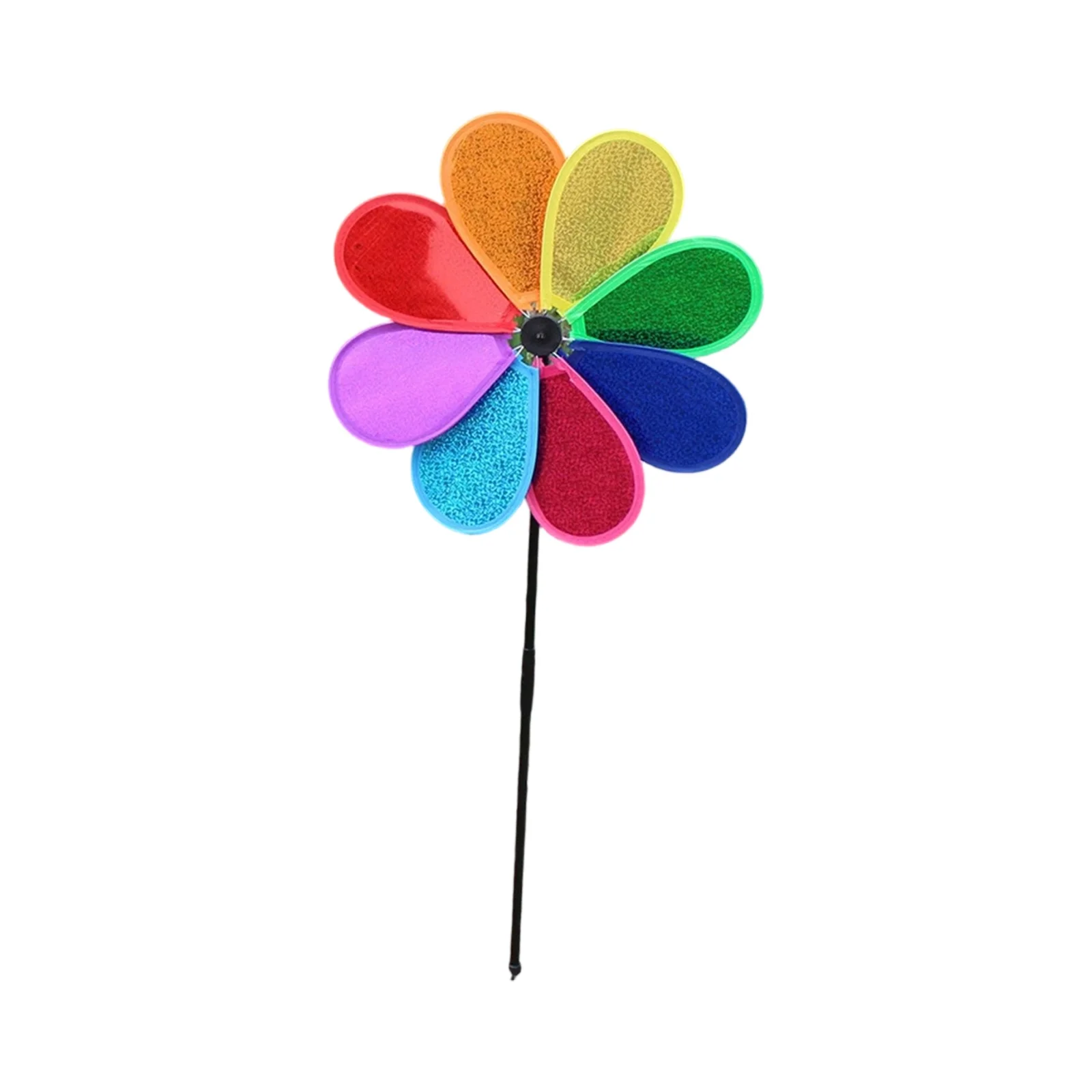 New Colorful Rainbow Flower Spinners Wind Windmill Garden Yard Outdoor Decor Sparkly Pinwheels For Yard Scare Birds Away - view 6