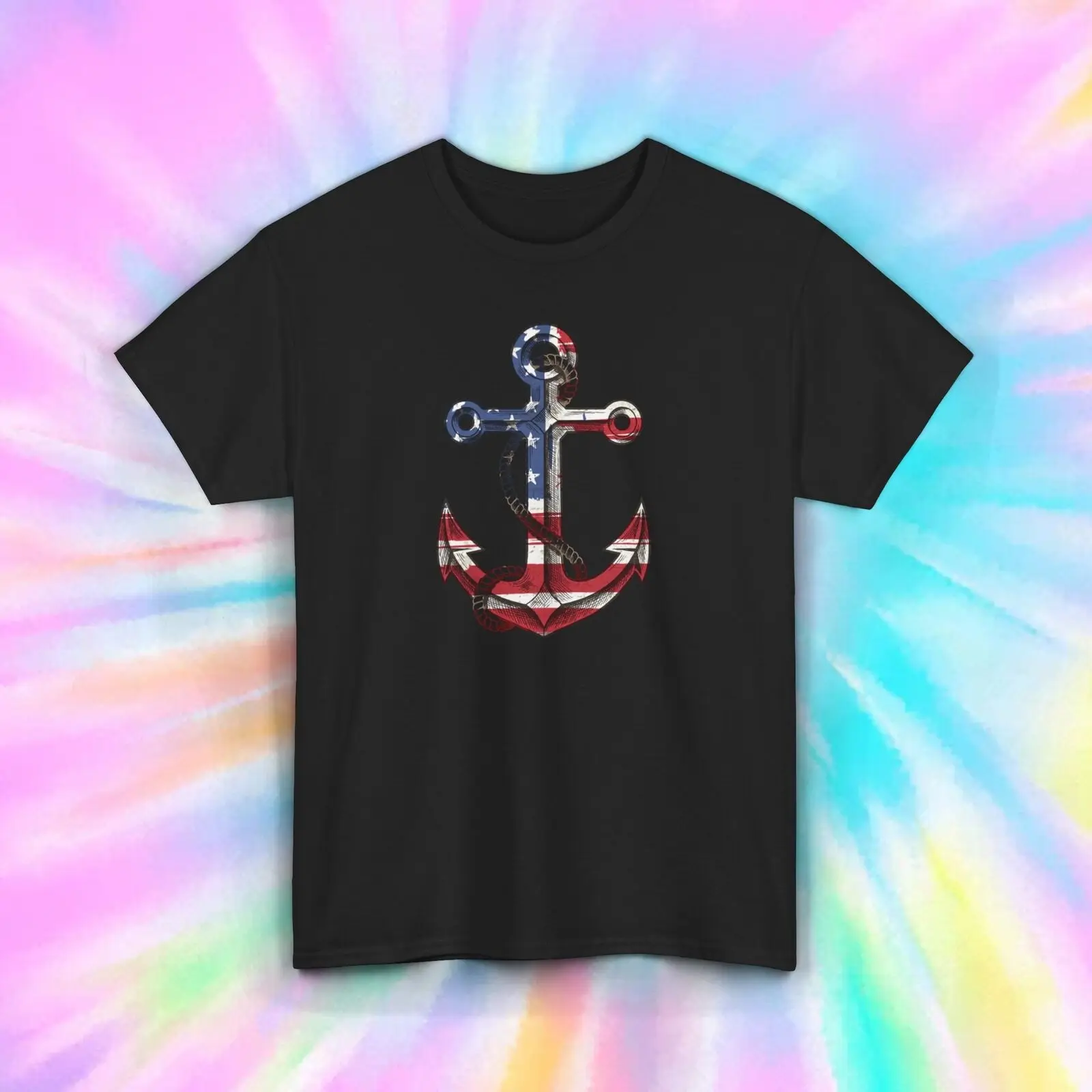 

Patriotic American Flag Anchor T-Shirt | USA Pride Graphic Tee | S-5XL