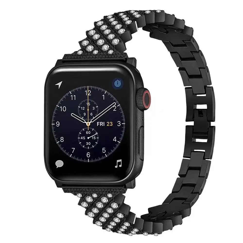 

Металлический + Алмазный ремешок для Apple Watch Ultra 49 мм 8 7 45 мм 41 мм, роскошный сменный Браслет для iWatch 6 5 4 SE 3 2 44 мм 42 мм 40 мм