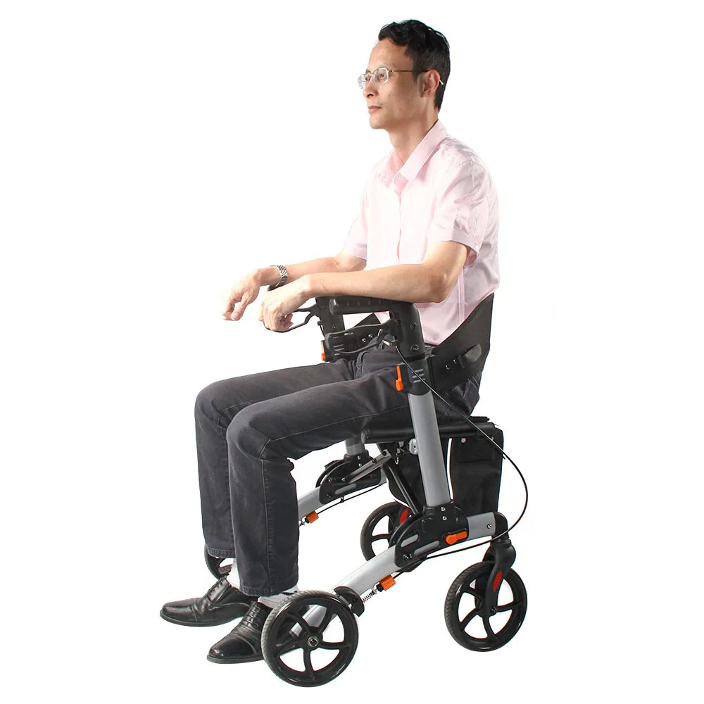 Professional Manufacturer Lightweight Folding Four Wheel Walker Rollator With Seat For Old People