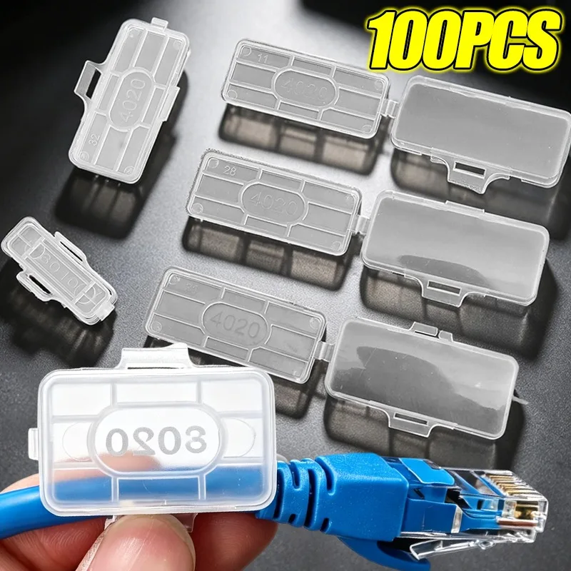 Cable Label Tag Box Clear Wire Markers Case Waterproof Cable Tie Marker Name Holder Cord Identification Network Line Organizers