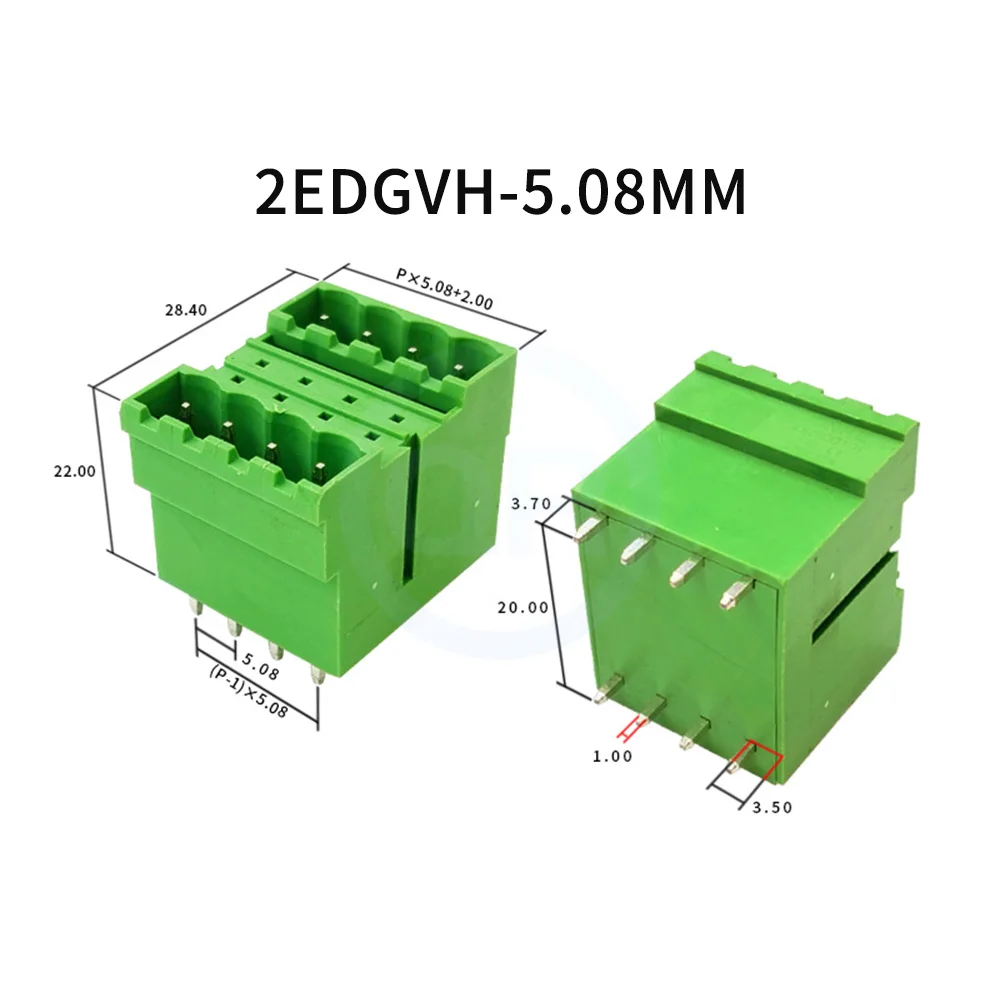 (5 pcs) KF 2EDGVH 2EDGRH 5.08MM Double Plug-in Terminal Block Solder PCB Double Row Right Angle/Straight Pin 15EDGRH/VH 5.08