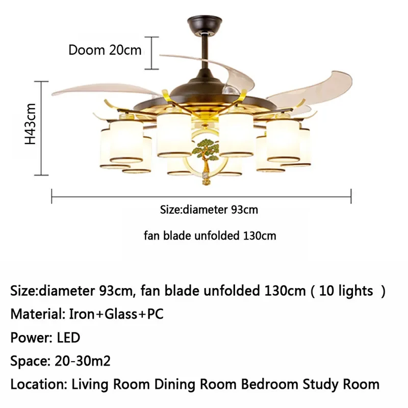 SOFEINA Modern Stealth Fan Light Luxury Living Room Restaurant Bedroom Ceiling Fan Light Remote LED Electric Fan Light image 6