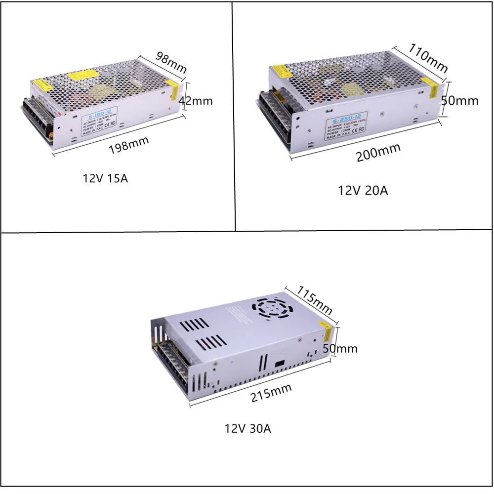 5V/12V24V Lighting Transformer 5A 10A Switching Power Supply 60W 120W 150W 200W 250W 360W LED Driver Adapter for LED Strip Light