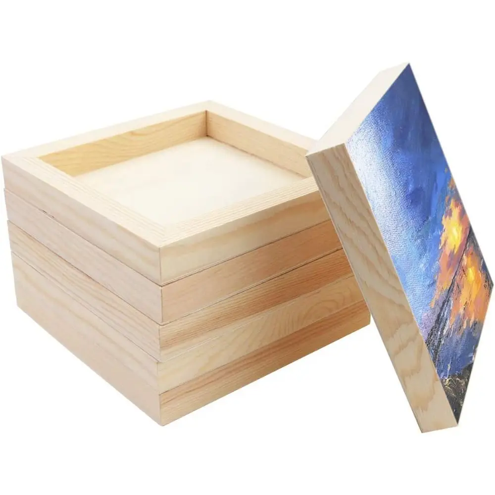 

Simple Blank Square Wood Boards Square Unfinished Picture Frame Safety Non-toxic Desktop Ornaments Handmade