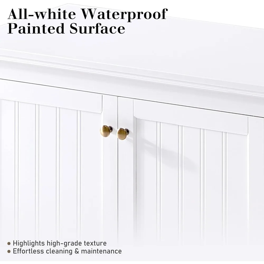 "خزانة بوفيه على طراز المزرعة مقاس 72 بوصة مع أبواب الحظيرة وطاولة وحدة تخزين رف قابلة للتعديل وبار القهوة وحامل التلفاز"