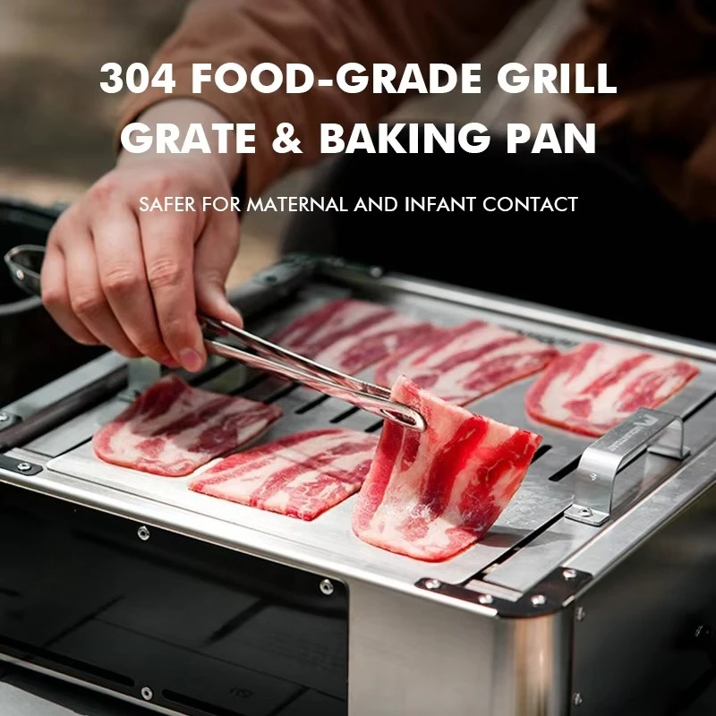 Korean-Style Barbecue Grill: Smokeless Tabletop Teppanyaki for Home Use, Outdoor Camping & Multi-Functional Charcoal Grill