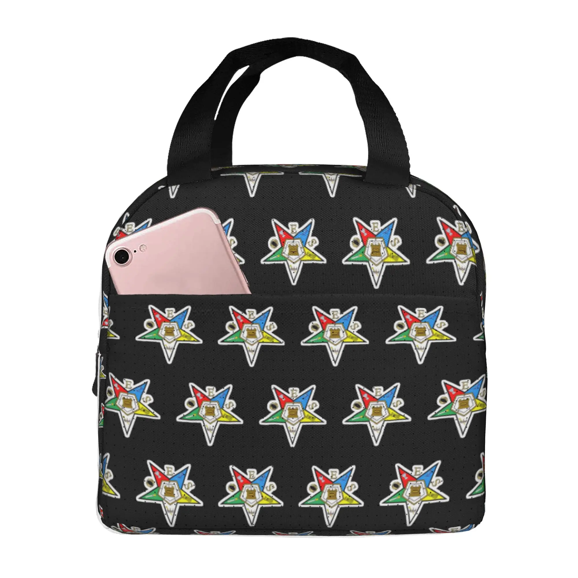Oes Order of the Eastern Stars Insulated Lunch Tote Bag for Women  Portable Thermal Cooler Bento Box Outdoor Camping Travel