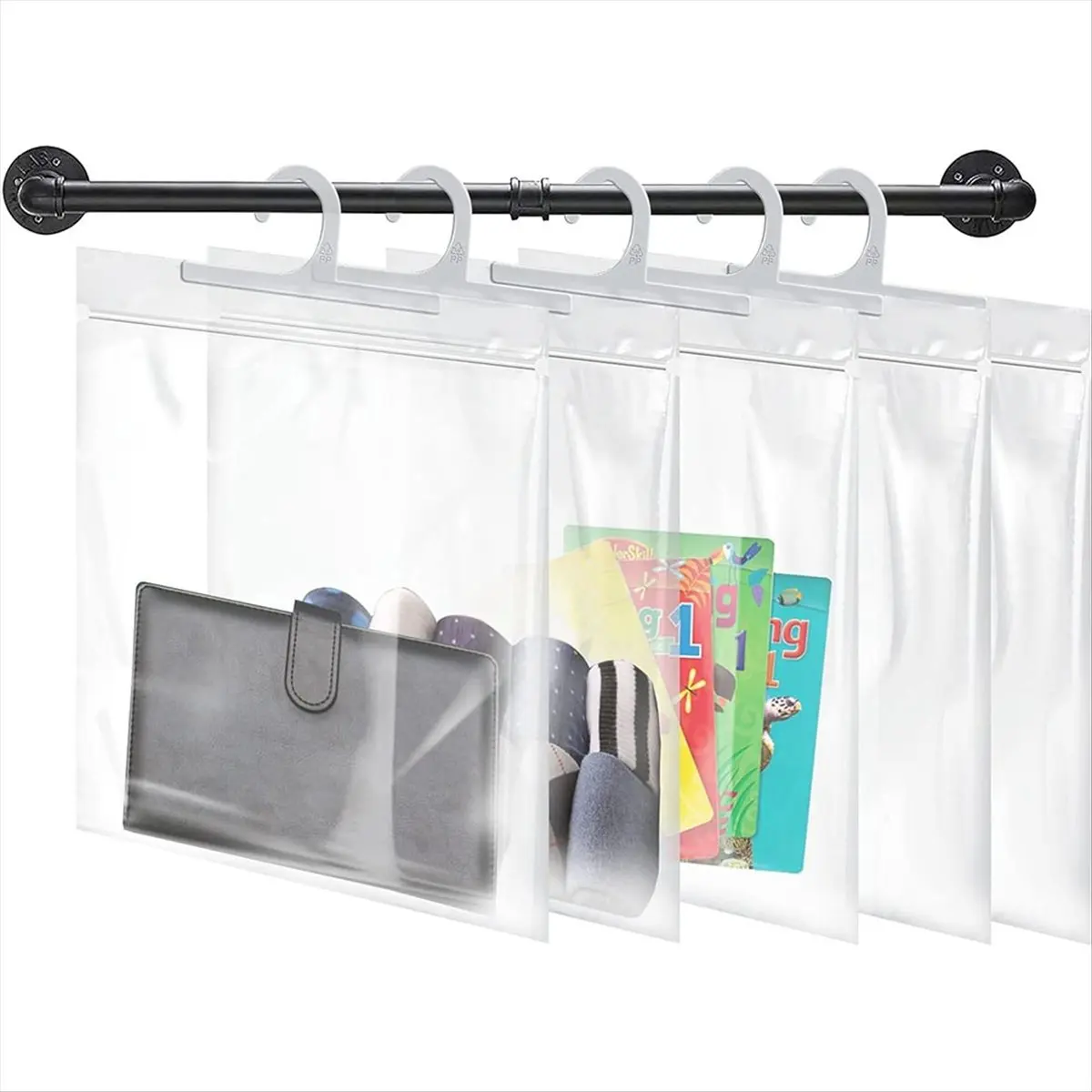 BHBL Lot de 24 sacs de rangement suspendus, grand crochet 10 x 12,5 pouces Sacs en plastique transparent pour salle de classe, bibliothèque et pharmacie