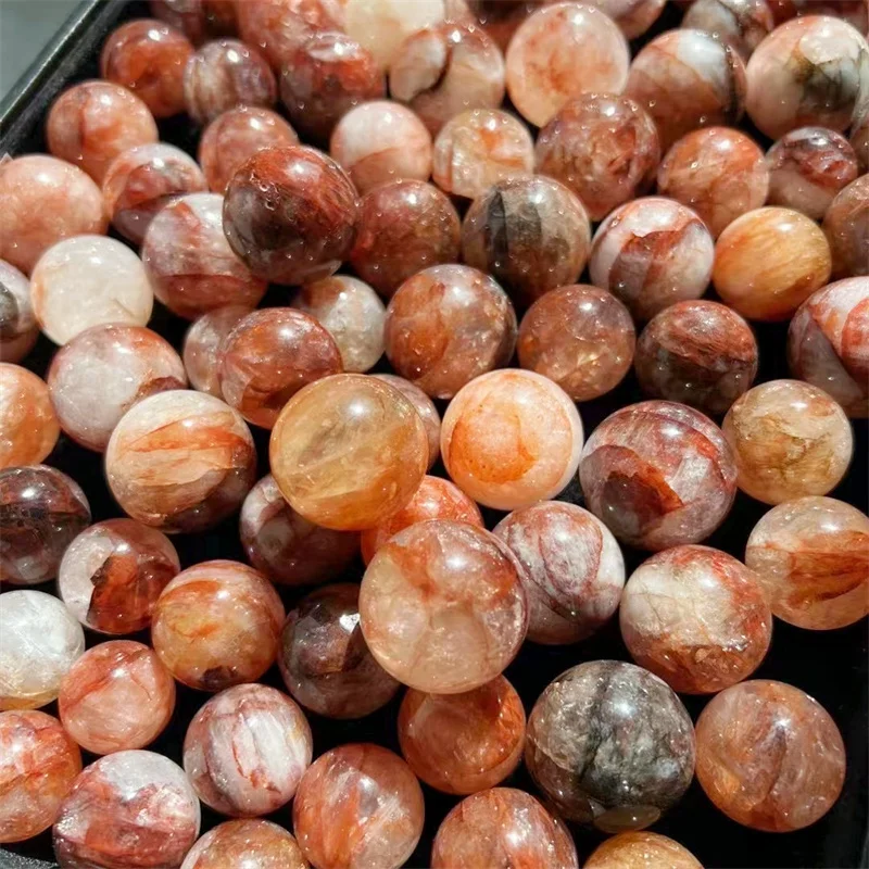 

Natural Red Fire Quartz Hematoid Sphere Carving Healing Crystal Gemstone Fashion Jewelry Children DIY Gift 1PCS 27-30MM