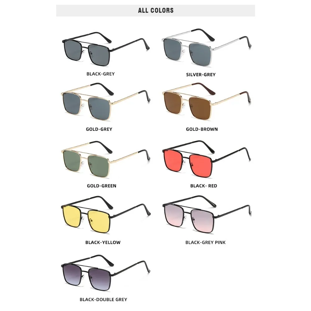 Modische Outdoor-Sonnenbrille für Damen mit quadratischem Metallrahmen, klassische Doppelstrahlbrille – Detail 5