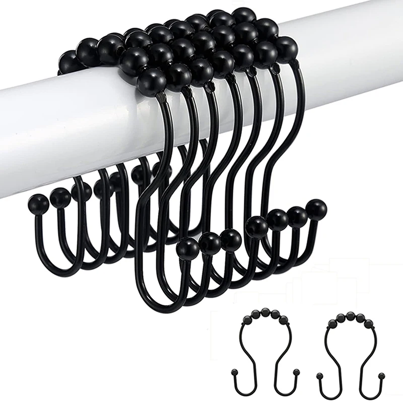304 Stainless Steel Double Hook Shower Curtain Ring Double Ear Sticky Hook Curtain Hook Shower Curtain Hook Bathroom Hardware Ac