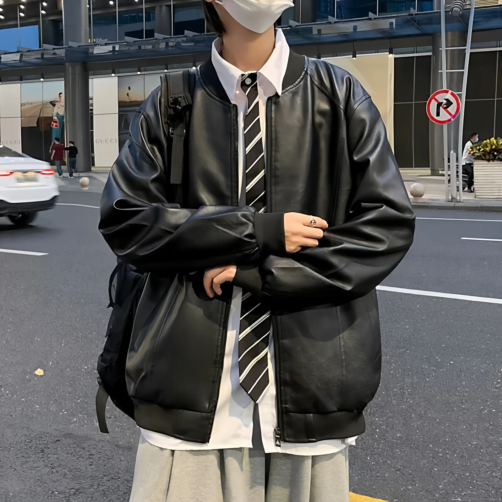 

Мужская куртка из искусственной кожи в американском стиле, свободного кроя, винтажная летная куртка, модная брендовая осенняя верхняя одежда, утепленное зимнее пальто