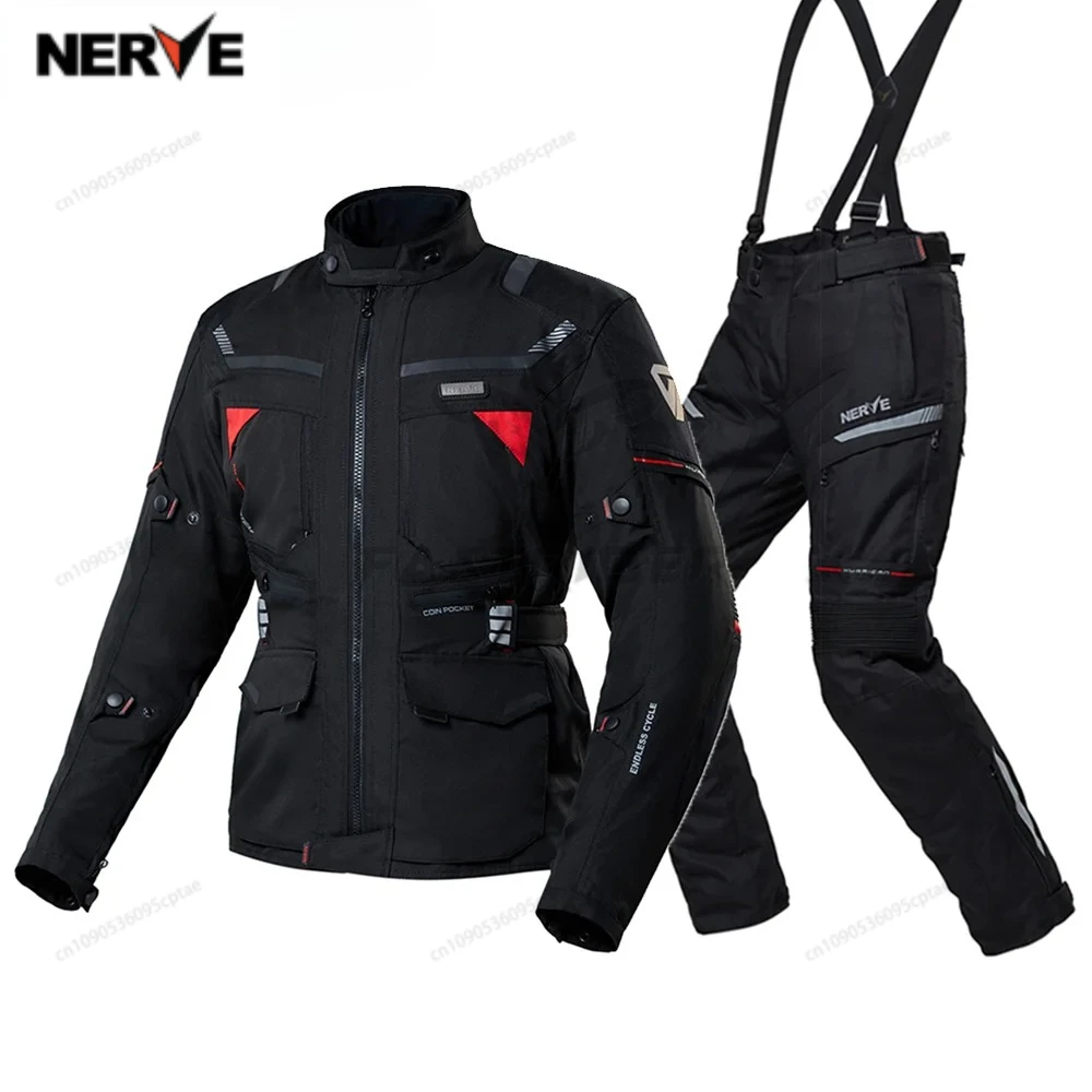 

NERVE Motorcycle Jacket Men Windproof Motocross Jacket Four Seasons Anti-fall Waterproof+Cold-proof Liner Motorcycle Rally Suit