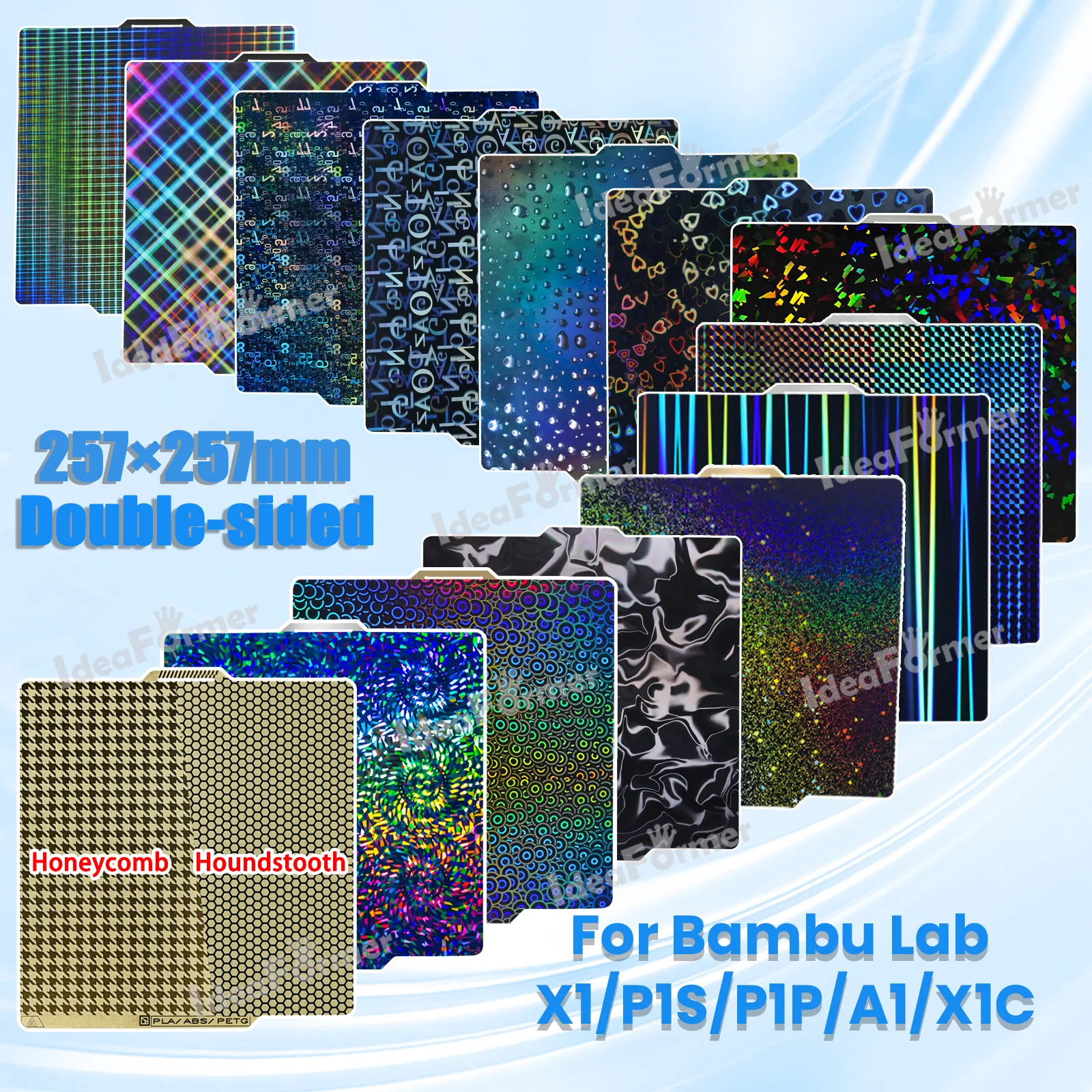 

Для Bambulab Build Plate A1 P1S P1P Пружинный стальной лист PEI PEO PET PEY Лист 257x257 мм Build Plate Bambulabs Carbon X1 P1 series