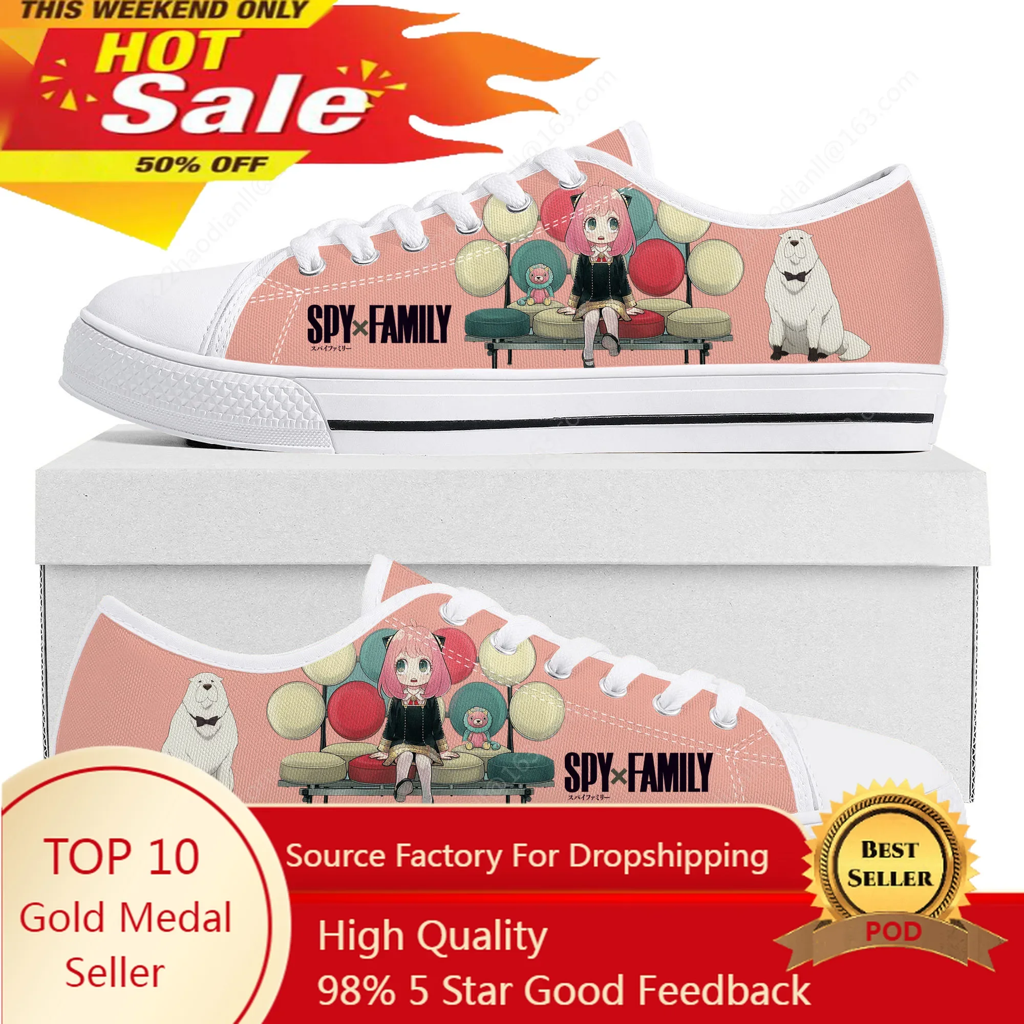 

Spy X Family Anya Forger Anime Low Top Sneakers High Quality Mens Womens Teenager Canvas Sneaker Couple Casual Shoes Custom Shoe