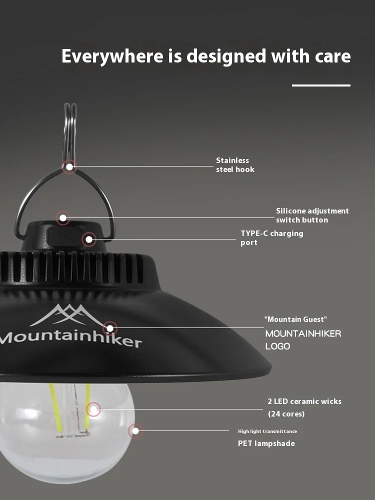 登山家-レトロなポータブル屋外キャンプライト、防水非常灯、ハンギングテントライト、屋外ハイキングに適しています