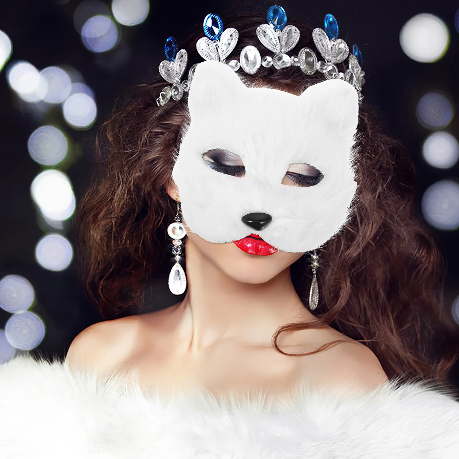 

1Set Wolf Themed Cosplay Set Mask Gloves Tail Chic Festive Animal Costume for Costume Party Performance Photo Shoot Decor