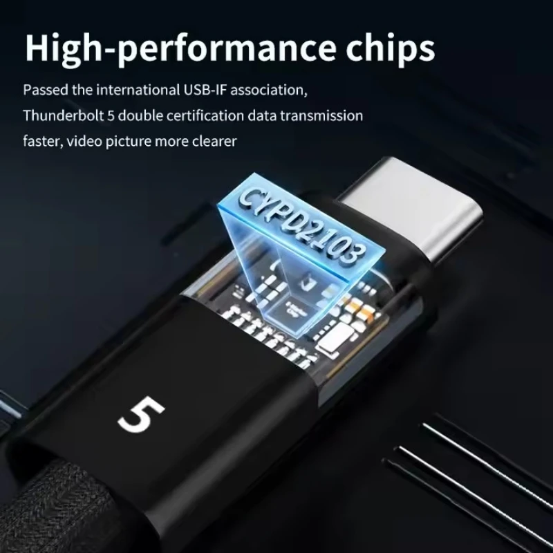Thunderbolt 5 USB C To USB C Full-function Data Cable Fast Charging PD 240w 16K 60Hz Video Output Functional 80Gbps Transmission