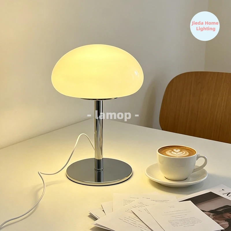 Murano Glass Table Lamp Forest Style Umbrella Shaped Glass Bedside Lamp 3 Color Temperature Bedroom Living Room Decor Table Lamp