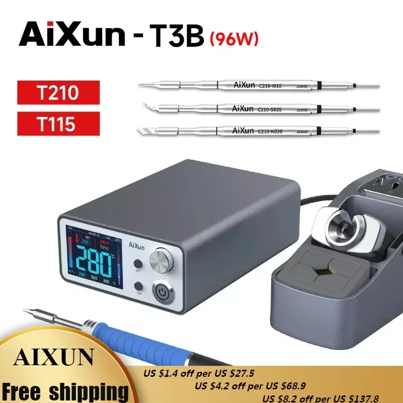 

AIXUN T3B Intelligent Soldering Station Precision Rework Tool T115 T210 Soldering Iron Tip For Mobile Phone PCB SMD Repair Tools