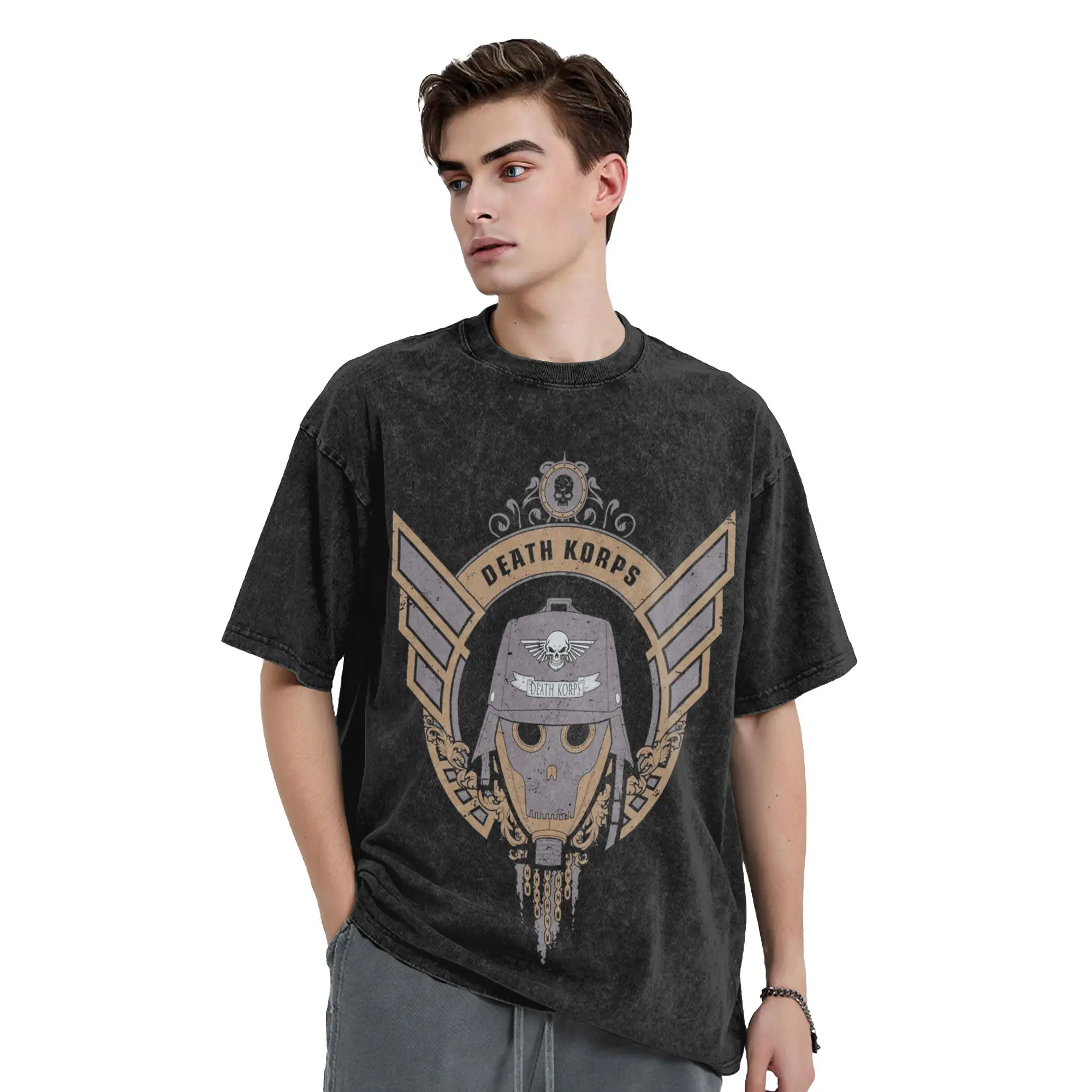 Death Korps of Krieg ELITE Washed T Shirts Streetwear Hip Hop Vintage T-Shirts Tee Shirt Men Women Short Sleeve Oversize Printed
