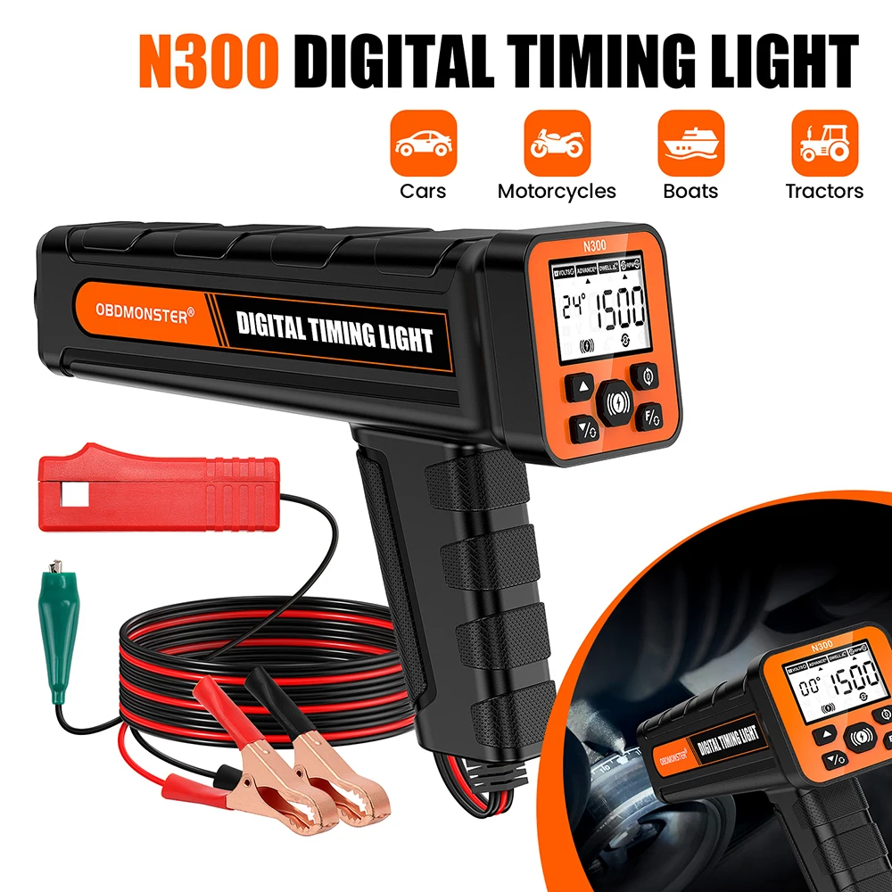 

OBDMonster N300 Digital Timing Light Professional Car Ignition Timing Tool Inductive Strobe Lamp Universal