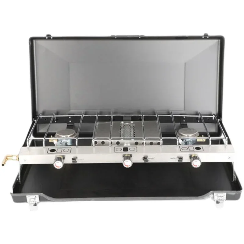 

Настольная электрическая складная газовая плита для барбекю, кемпинга, пикника, автомобиля, газовая газовая плита с двумя глазами, тремя головками, ветрозащитная автомобильная плита, барб